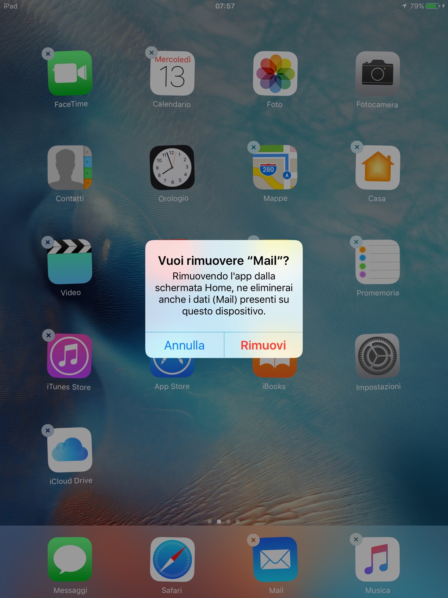 disinstallare mail iOS 10