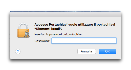 inserire la password di amministratore