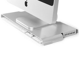 Riser monitor per computer con 4 porte USB compatibili con Mac iMac per PC riser per schermo salvaspazio con HUB USB Haihuic Supporto per laptop in alluminio 