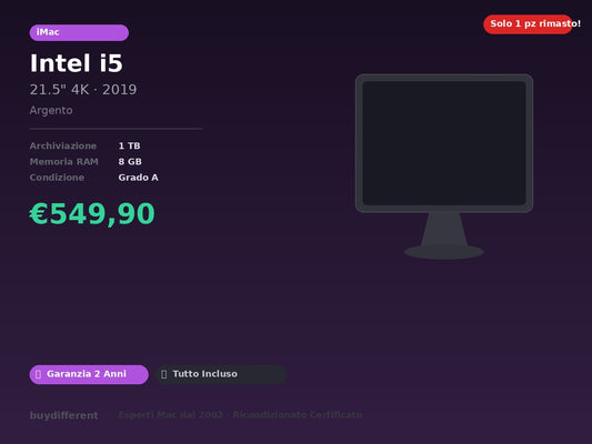 iMac, 21.5", 2019 — Argento