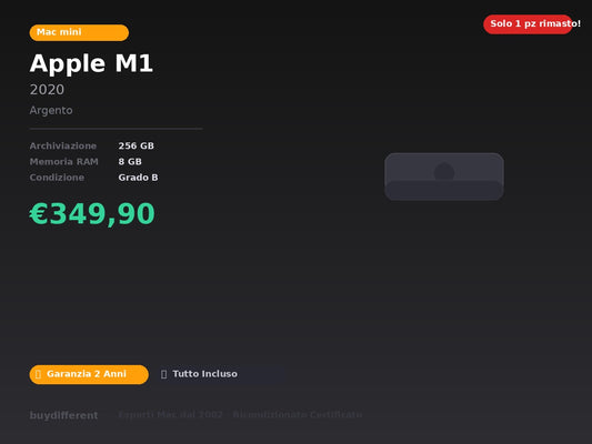 Mac mini M1, 2020 — Argento