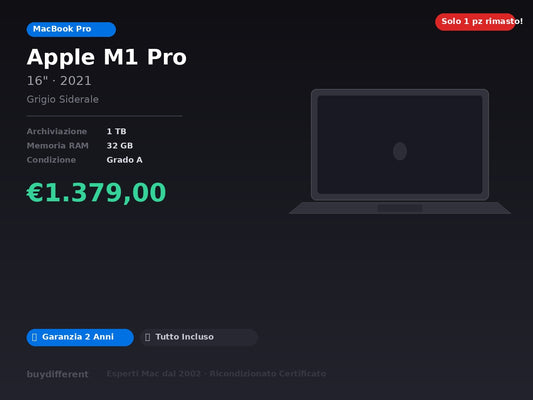 MacBook Pro M1 Pro, 16", 2021 — Grigio Siderale