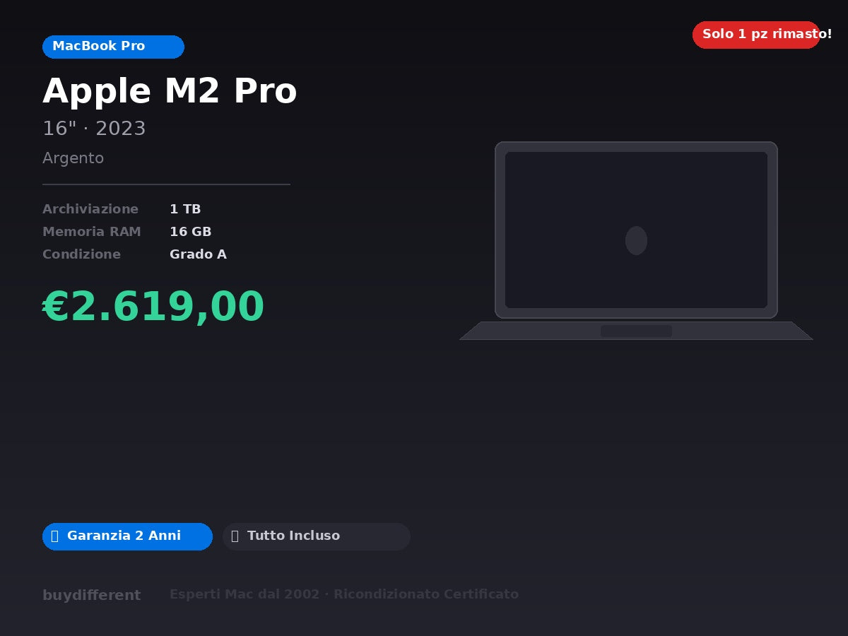 MacBook Pro M2 Pro, 16", 2023 — Argento